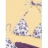 imageSOLY HUX Bikini Sets for Women 3 Piece Floral Print Halter Triangle Bathing Suit Swimsuit with Sarong Cover UpPurple Floral