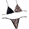 imageSOLY HUX Bikini Sets for Women Leopard Print Halter Triangle Tie Side Bathing Suits Two Piece SwimsuitBlack Leopard
