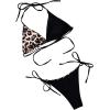 imageSOLY HUX Bikini Sets for Women Leopard Print Halter Triangle Tie Side Bathing Suits Two Piece SwimsuitBlack Leopard