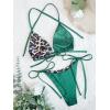 imageSOLY HUX Bikini Sets for Women Leopard Print Halter Triangle Tie Side Bathing Suits Two Piece SwimsuitGreen Leopard