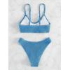 imageSOLY HUX Bikini Sets for Women Solid Textured Bikini Bathing Suits 2 Piece SwimsuitPlain Blue