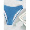 imageSOLY HUX Bikini Sets for Women Solid Textured Bikini Bathing Suits 2 Piece SwimsuitPlain Blue