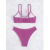 imageSOLY HUX Bikini Sets for Women Solid Textured Bikini Bathing Suits 2 Piece SwimsuitPlain Purple