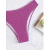 imageSOLY HUX Bikini Sets for Women Solid Textured Bikini Bathing Suits 2 Piece SwimsuitPlain Purple