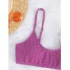 imageSOLY HUX Bikini Sets for Women Solid Textured Bikini Bathing Suits 2 Piece SwimsuitPlain Purple
