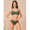 imageSOLY HUX Bikini Sets for Women Solid Textured Bikini Bathing Suits 2 Piece SwimsuitPure Army Green