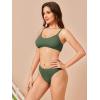 imageSOLY HUX Bikini Sets for Women Solid Textured Bikini Bathing Suits 2 Piece SwimsuitPure Army Green