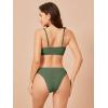 imageSOLY HUX Bikini Sets for Women Solid Textured Bikini Bathing Suits 2 Piece SwimsuitPure Army Green