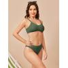 imageSOLY HUX Bikini Sets for Women Solid Textured Bikini Bathing Suits 2 Piece SwimsuitPure Army Green