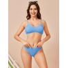 imageSOLY HUX Bikini Sets for Women Solid Textured Bikini Bathing Suits 2 Piece SwimsuitPure Blue
