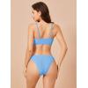 imageSOLY HUX Bikini Sets for Women Solid Textured Bikini Bathing Suits 2 Piece SwimsuitPure Blue