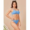 imageSOLY HUX Bikini Sets for Women Solid Textured Bikini Bathing Suits 2 Piece SwimsuitPure Blue