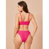 imageSOLY HUX Bikini Sets for Women Solid Textured Bikini Bathing Suits 2 Piece SwimsuitPure Hotpink