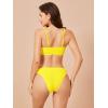 imageSOLY HUX Bikini Sets for Women Solid Textured Bikini Bathing Suits 2 Piece SwimsuitPure Yellow