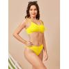 imageSOLY HUX Bikini Sets for Women Solid Textured Bikini Bathing Suits 2 Piece SwimsuitPure Yellow