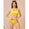 imageSOLY HUX Bikini Sets for Women Solid Textured Bikini Bathing Suits 2 Piece SwimsuitPure Yellow
