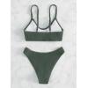 imageSOLY HUX Bikini Sets for Women Solid Textured Bikini Bathing Suits 2 Piece SwimsuitSolid Army Green