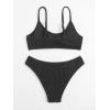 imageSOLY HUX Bikini Sets for Women Solid Textured Bikini Bathing Suits 2 Piece SwimsuitSolid Black