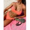 imageSOLY HUX Bikini Sets for Women Solid Textured Bikini Bathing Suits 2 Piece SwimsuitSolid Coral Orange