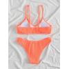 imageSOLY HUX Bikini Sets for Women Solid Textured Bikini Bathing Suits 2 Piece SwimsuitSolid Coral Orange
