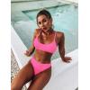 imageSOLY HUX Bikini Sets for Women Solid Textured Bikini Bathing Suits 2 Piece SwimsuitSolid Hotpink