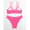 imageSOLY HUX Bikini Sets for Women Solid Textured Bikini Bathing Suits 2 Piece SwimsuitSolid Hotpink