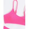imageSOLY HUX Bikini Sets for Women Solid Textured Bikini Bathing Suits 2 Piece SwimsuitSolid Hotpink