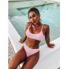 imageSOLY HUX Bikini Sets for Women Solid Textured Bikini Bathing Suits 2 Piece SwimsuitSolid Light Pink