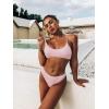 imageSOLY HUX Bikini Sets for Women Solid Textured Bikini Bathing Suits 2 Piece SwimsuitSolid Light Pink