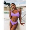 imageSOLY HUX Bikini Sets for Women Solid Textured Bikini Bathing Suits 2 Piece SwimsuitSolid Lilac Purple