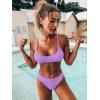 imageSOLY HUX Bikini Sets for Women Solid Textured Bikini Bathing Suits 2 Piece SwimsuitSolid Lilac Purple