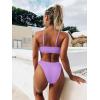 imageSOLY HUX Bikini Sets for Women Solid Textured Bikini Bathing Suits 2 Piece SwimsuitSolid Lilac Purple