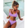 imageSOLY HUX Bikini Sets for Women Solid Textured Bikini Bathing Suits 2 Piece SwimsuitSolid Lilac Purple