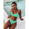 imageSOLY HUX Bikini Sets for Women Solid Textured Bikini Bathing Suits 2 Piece SwimsuitSolid Mint Green