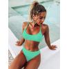 imageSOLY HUX Bikini Sets for Women Solid Textured Bikini Bathing Suits 2 Piece SwimsuitSolid Mint Green