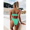 imageSOLY HUX Bikini Sets for Women Solid Textured Bikini Bathing Suits 2 Piece SwimsuitSolid Mint Green