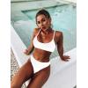 imageSOLY HUX Bikini Sets for Women Solid Textured Bikini Bathing Suits 2 Piece SwimsuitSolid White