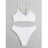imageSOLY HUX Bikini Sets for Women Solid Textured Bikini Bathing Suits 2 Piece SwimsuitSolid White
