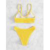 imageSOLY HUX Bikini Sets for Women Solid Textured Bikini Bathing Suits 2 Piece SwimsuitSolid Yellow