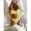 imageSOLY HUX Bikini Sets for Women Solid Textured Bikini Bathing Suits 2 Piece SwimsuitSolid Yellow