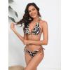 imageSOLY HUX Womens 2 Piece Swimsuits Printed Halter Triangle Tie Side Bikini Bathing SuitsCoffee Brown Printed