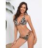 imageSOLY HUX Womens 2 Piece Swimsuits Printed Halter Triangle Tie Side Bikini Bathing SuitsCoffee Brown Printed