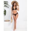 imageSOLY HUX Womens 2 Piece Swimsuits Printed Halter Triangle Tie Side Bikini Bathing SuitsSolid Black
