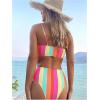 imageSOLY HUX Womens Bathing Suits Striped Spaghetti Strap High Waisted Bikini Sets Two Piece SwimsuitMulticoloured Striped