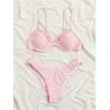 imageSOLY HUX Womens Bikini Set Eyelet Embroidered Underwire Frill Trim High Cut Bathing Suit 2 Piece SwimsuitSolid Pink