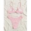 imageSOLY HUX Womens Bikini Set Eyelet Embroidered Underwire Frill Trim High Cut Bathing Suit 2 Piece SwimsuitSolid Pink
