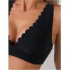 imageSOLY HUX Womens Deep V Neck Bikini Top Push Up Padded Swimsuit Top Bathing SuitsPlain Black