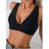 imageSOLY HUX Womens Deep V Neck Bikini Top Push Up Padded Swimsuit Top Bathing SuitsPlain Black