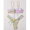 imageSOLY HUX Womens Floral Print Tie Front High Cut Bikini Bathing Suit 2 Piece SwimsuitsMulticoloured