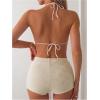 imageSOLY HUX Womens Halter Bikini Set 2 Piece Swimsuits Triangle Top with Shorts Bathing SuitsSolid Beige